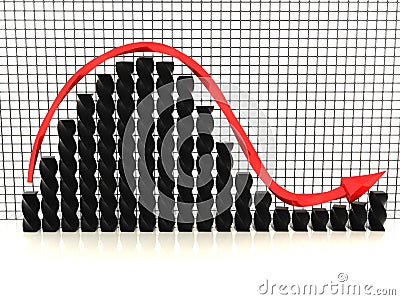 Black graph with red arrowâ„–1 Stock Photo